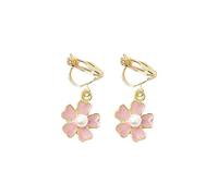 Tivleed Pearl Earrings Pink Cherry Blossom Earrings for Women - Clip On No Piercing, Hypoallergenic Floral Pearl Studs, Bridesmaid Wedding Gift, Anniversary Birthday