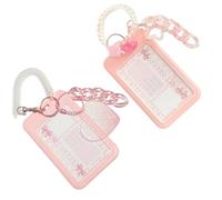 Tivleed Photocard Holder, Photo Card Holder,2Pcs Kpop Merch Pink Acrylic Photocard Display Frame with Keychain, Heart Pendant for Tabletop Decor, Kpop Photo Stand Organizer