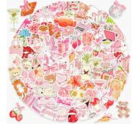 Tivleed Pink Stickers, Cute Stickers, Coquette Stickers - 100Pcs Aesthetic Stickers Pack for Water Bottle, Laptop, Journal - Kawaii Sweet Animal, Floral Decals