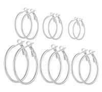 Tivleed Silver Hoop Earrings for Women 6 Pairs Thin Lightweight Earrings with Secure I-Clasp 20/30/40/50/60/70mm