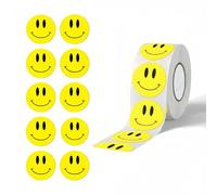Tivleed Smiley Face Stickers Emoji Stickers Stickers for Children 500 Pcs Fun Reward Labels for Teachers & Parents - 2.5cm/1in Round Yellow Happy Face Adhesive Stickers (C500Pcs)