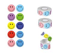 Tivleed Smiley Face Stickers, Stickers, Reward Stickers for Children- 1500Pcs Colourful Happy Face Stickers for Reward Charts, Classroom Supplies, Kids Behaviour Incentives(8 Colors)