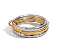 Tivleed Titanium Rings for Women - Gold & Silver Stackable Triple-Layer Minimalist Bands - Two-Toned Interlocked Everyday Jewelry with Cubic Zirconia Accents