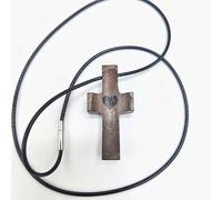 Tivleed Walnut Wood Holding Cross with Leather Cord - Christian Pocket Crucifix Necklace & Wrist Strap for Daily Prayer, Religious Gifts for Men and Women