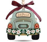 Tivleed Wedding Gifts, Mr and Mrs Gifts, Wedding Gifts for Bride and Groom, 2025 Wooden Hanging Ornament, Green Rustic Keepsake for Newlyweds, Engagement Present for Couples (9x9cm)