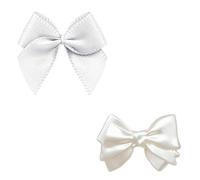 Tivleed White Bows, Mini Bows, Self Adhesive Satin Bows, 30 PCS Plastic Bows and 70 PCS Ribbon Bows for Gift Wrapping, Wedding, Party, Crafts, Holidays Decorations (White)