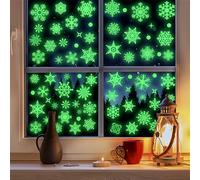 Tivleed Window Stickers, Christmas Window Stickers, Christmas Decorations, 9PCS Glow in The Dark Snowflake Static Clings, Reusable Xmas Window Decals