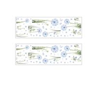 Tivleed Window Stickers, Window Decorations, Florals Stickers, Blue Dandelion Flower Static Cling, Double Sided Anti-Collision Window Decals for Glass Doors Walls, 2P 28.5x90CM Home Decoration