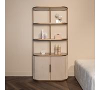 Tivoli Fluted Shelving Unit - 2 Door - with Gold Trim - White - Ceramic