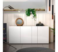 tivoli gloss sideboard wide 4 doors in white artisan oak top