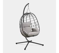 Rattan Garden Hanging Egg Chair VonHaus Grey One Size