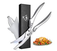 TIVOLI Poultry Shears Heavy Duty Stainless Steel Kitchen Scissors for Chicken Bone Meat Fish Seafood Vegetables All Metal Spring-Loaded Kitchen Shears with Sheath