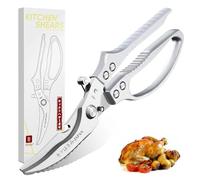 TIVOLI Silver Stainless Steel Kitchen Scissors - Professional Poultry Shears, Multifunctional & Versatile for Meat, Bones & Herbs, Dishwasher Safe
