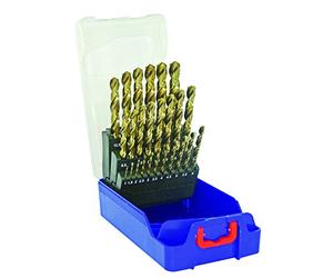TIVOLY 11455070017 Set G 25 Drill Bit HSS E5, Cylindrical, Short Cutted, Cross Tip, Containing Diameter 1 to 13 mm per 1/2