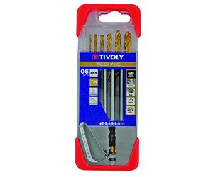 Tivoly A21 - Pack of 6 Drill Bits for Metal DIN 338 HSS + TiN (Diameter of 2, 3, 4, 5, 6, 8 mm