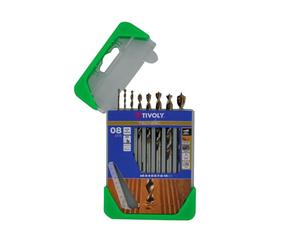 TIVOLY - High Performance HSS Wood Drills Set - for Wood Drilling - 8 Graduated Bronze Drills Ø5/64"-7/64"-5/32"-3/16"-15/64"-9/32"-5/16"-25/64"