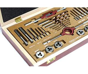 Tivoly Set of 30 7 Sets of 2 Taps + 7 Dies + 2 Accessories M3 to M12 + 7 Furius HSS Metal Drill Bits