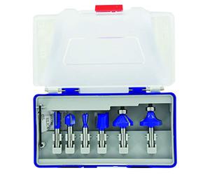 Tivoly - Set of 6 Router bits 8 mm Shank - Carbide Blade sharpened Diamond Very Resistant, Ultra Sharp - high Precision - 8 mm Shank - Compliant with EN847-1 Standard
