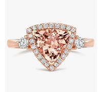 Tivon 18ct Rose Gold Trillion-Cut Morganite and Diamond Cluster Ring RR-1712-MG M1/2
