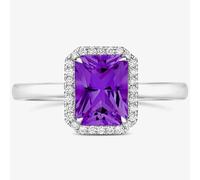 Tivon 18ct White Gold Emerald Cut 1.20ct Amethyst Ring RW-1662-AM