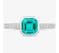 Tivon 18ct White Gold Lagoon Blue Tourmaline and Diamond Shoulders Ring RW-1798-FT N