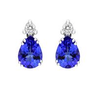 Tivon 18ct White Gold Tanzanite Diamond Pear Cut Stud Earrings