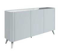 tivori high gloss sideboard with 3 doors in light grey with glass top