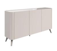 tivori high gloss sideboard with 3 doors in taupe with glass top