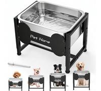 Tivray Elevated Dog Bowl, 2.4 Gallon Adjustable Stainless Steel Water Bowl for Large Breed, Dog Water Bowl, Pet Feeder with Full Metal Stand for Relief Joint Pressure, Easy Clean, Indoor Outdoor Use
