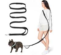 Tivray Hands Free Dog Leash, 8.5ft Versatile Crossbody Waist with 3 Rings for Puppy, Small & Medium Dogs, Easy Adjust for Running Jogging Walking, Sponge Handle, Black