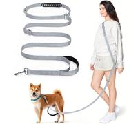 Tivray Hands Free Dog Leash with Sponge Handle, 8.5ft Versatile Crossbody Waist Leash with 3 Rings for Puppy, Small & Medium Dogs, Easy Adjust Hands Free Leash for Running Jogging Walking, Gray