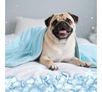 Tivray Premium Cooling Dog Blanket, Q-MAX>0.4 Cooling Blanket for Dogs, Washable Lightweight Summer Quilt for Pets and Humans, Self Cool Quilt for Cats, Cool Throw for Hot Sleepers, 25"×35", M, Blue