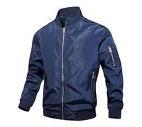 Tiwate Men's Business Baseball Bomber Jacket Lightweight Fall Winter Military Windbreaker Full Zip Casual Padded Coats (Blue,6XL)