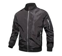 Tiwate Men's Business Baseball Bomber Jacket Lightweight Fall Winter Military Windbreaker Full Zip Casual Padded Coats (Black,6XL)