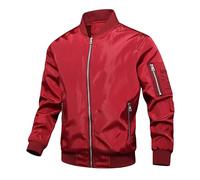 Tiwate Men's Business Baseball Bomber Jacket Lightweight Fall Winter Military Windbreaker Full Zip Casual Padded Coats (Red,7XL)