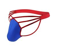 Tiwate Mens Sexy Ice Silk Thong Comfortable Breathable Underwear Jockstrap Hollow Out G-Strings (Blue,XXL)