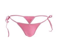 Tiwate Men'S Side Tie Ice Silk Thong Lace Up Low Rise Bulge Seamless G-String Breathable Strappy T-Back Panties (Pink,M)
