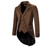 Tiwate Mens Tails Slim Fit Tailcoat Dress Coat Gothic Tailcoat Tuxedo Jacket Dinner Party Wedding Blazer Suit Jacket
