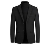 Tiwate Men's Tweed Wool Blend Blazer Modern Luxury Winter Sport Coat Classic Fit 2 Button Business Suits Jacket (M,Black)