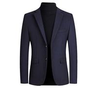 Tiwate Men's Tweed Wool Blend Blazer Modern Luxury Winter Sport Coat Classic Fit 2 Button Business Suits Jacket (XL,Navy Blue)