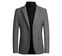 Tiwate Men's Tweed Wool Blend Blazer Modern Luxury Winter Sport Coat Classic Fit 2 Button Business Suits Jacket (3XL,Grey)