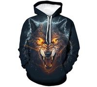 TiwBski Casual Wolf Graphic Hoodie for Men Fashion Sweatshirt Pullover with Pocket, Black1, Medium