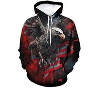 TiwBski Novelty American Flag Hoodies for Men Eagle Graphic Hoodie Sweatshirt Pullover, Black3, Medium