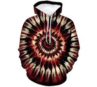 TiwBski Novelty Tie Dye Style Hoodies for Men Spiral Streak Print Sweatshirt Pullover, Red, 3XL