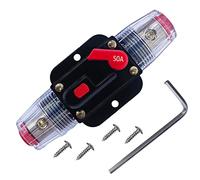 Tiwerlfe 50 Amp Circuit Breaker Manual Reset Waterproof Inline Fuse Inverter for Car ATV Marine Trolling Motors Boat Power Protect 12V-48V DC, with Inner Hexagon Tool & Screw