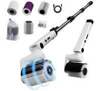 Tiwiche Roller Electric Spin Scrubber - 2-Speed Waterproof Cordless Power Cleaning Brush, 4 Multi-Purpose Brush Heads & Telescopic Pole for Deep Floor, Bathroom, Furniture, Glass & Car Cleaning