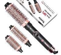 Tiwiche Thermal Brush Set, 3-in-1 Non-Blowing Heated Round Brush with Adjustable Temp, Fast Heating Titanium Ceramic, Dual Voltage, Hair Curling Iron with Detachable Barrels (30/38/45mm)