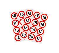Tiwoca 18th birthday decorations - 24 red and white stickers with traffic sign design “18” - unique and unusual birthday decor and funny gift ideas for boys and girls