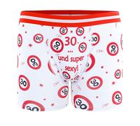 Tiwoca 30th Birthday Boxer Shorts - Red and White Design with Number 30 Road Signs and Saying - Unusual Birthday Decoration and Funny Surprise for Party & Celebration - One Size