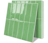Tiwoos Light Green self Adhesive Wall Peel and Stick Tiles for Kitchen Rectangle Design (10-PCS, 12"×12")